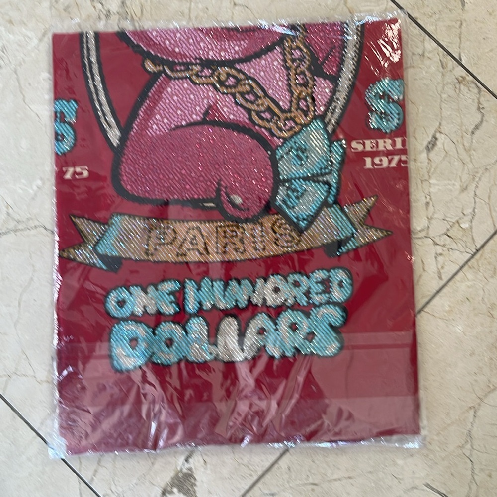 Avenue George V Paris Red T-Shirt Men's short sleeve Rhinestone Teddy Bear XL - Picture 5 of 5